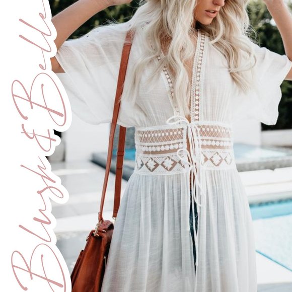 ISLA Ivory Open Front Duster Length Cover-Up - Picture 2 of 10